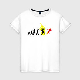 Женская футболка хлопок с принтом Эволюция Флеш в Екатеринбурге, 100% хлопок | прямой крой, круглый вырез горловины, длина до линии бедер, слегка спущенное плечо | flash
