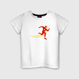 Детская футболка хлопок с принтом flash run в Екатеринбурге, 100% хлопок | круглый вырез горловины, полуприлегающий силуэт, длина до линии бедер | Тематика изображения на принте: 