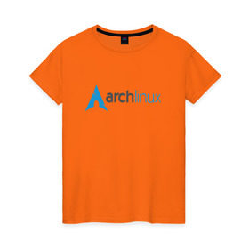 Женская футболка хлопок с принтом Arch Linux в Екатеринбурге, 100% хлопок | прямой крой, круглый вырез горловины, длина до линии бедер, слегка спущенное плечо | linux | баш | линукс | ос