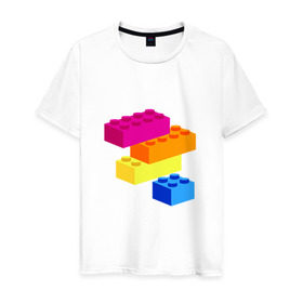 Мужская футболка хлопок с принтом Lego в Екатеринбурге, 100% хлопок | прямой крой, круглый вырез горловины, длина до линии бедер, слегка спущенное плечо. | Тематика изображения на принте: кубики | лего
