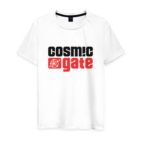 Мужская футболка хлопок с принтом Cosmic Gate в Екатеринбурге, 100% хлопок | прямой крой, круглый вырез горловины, длина до линии бедер, слегка спущенное плечо. | cosmic gate | dj | house | trance