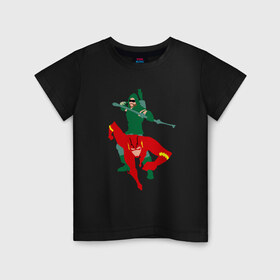 Детская футболка хлопок с принтом Flash and arrow в Екатеринбурге, 100% хлопок | круглый вырез горловины, полуприлегающий силуэт, длина до линии бедер | flash and arrow зеленая стрела флеш флэш супе