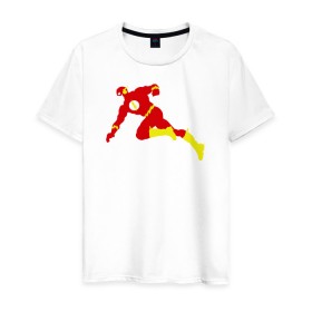 Мужская футболка хлопок с принтом Flash в Екатеринбурге, 100% хлопок | прямой крой, круглый вырез горловины, длина до линии бедер, слегка спущенное плечо. | 