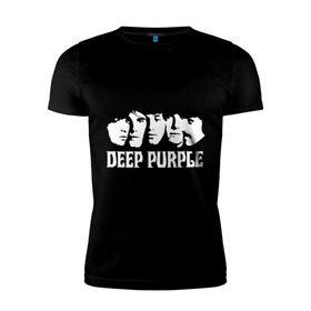 Мужская футболка премиум с принтом Deep Purple в Екатеринбурге, 92% хлопок, 8% лайкра | приталенный силуэт, круглый вырез ворота, длина до линии бедра, короткий рукав | deep | deep purple | metal | purple | rock | trash metal | дип перпл | метал | металл | рок