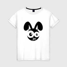 Женская футболка хлопок с принтом Зомби заяц в Екатеринбурге, 100% хлопок | прямой крой, круглый вырез горловины, длина до линии бедер, слегка спущенное плечо | заяц | кролик