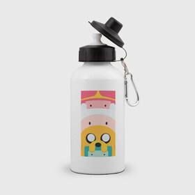 Бутылка спортивная с принтом Adventure Time в Екатеринбурге, металл | емкость — 500 мл, в комплекте две пластиковые крышки и карабин для крепления | 