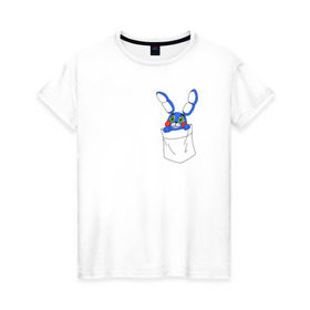 Женская футболка хлопок с принтом Toy Bonnie в кармане FNAF в Екатеринбурге, 100% хлопок | прямой крой, круглый вырез горловины, длина до линии бедер, слегка спущенное плечо | fnaf | toy bonnie | карман | фнаф