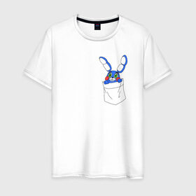 Мужская футболка хлопок с принтом Toy Bonnie в кармане FNAF в Екатеринбурге, 100% хлопок | прямой крой, круглый вырез горловины, длина до линии бедер, слегка спущенное плечо. | fnaf | toy bonnie | карман | фнаф
