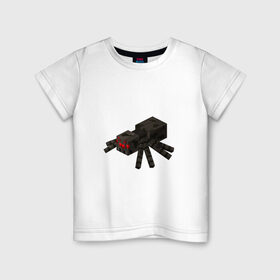 Детская футболка хлопок с принтом Паук в Екатеринбурге, 100% хлопок | круглый вырез горловины, полуприлегающий силуэт, длина до линии бедер | майнкрафт | майнкрафт 2