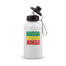 Бутылка спортивная с принтом Ragga Fucking Jungle в Екатеринбурге, металл | емкость — 500 мл, в комплекте две пластиковые крышки и карабин для крепления | jungle | днб | рагга | рагга джангл (ragga jungle)  джангл с более выраженным влиянием ямайской музыкальной культуры.ragga jungle