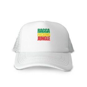 Кепка тракер с сеткой с принтом Ragga Fucking Jungle в Екатеринбурге, трикотажное полотно; задняя часть — сетка | длинный козырек, универсальный размер, пластиковая застежка | jungle | днб | рагга | рагга джангл (ragga jungle)  джангл с более выраженным влиянием ямайской музыкальной культуры.ragga jungle