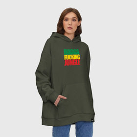 Худи SuperOversize хлопок с принтом Ragga Fucking Jungle в Екатеринбурге, 70% хлопок, 30% полиэстер, мягкий начес внутри | карман-кенгуру, эластичная резинка на манжетах и по нижней кромке, двухслойный капюшон
 | jungle | днб | рагга | рагга джангл (ragga jungle)  джангл с более выраженным влиянием ямайской музыкальной культуры.ragga jungle