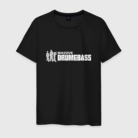Мужская футболка хлопок с принтом Drum & Bass Massive в Екатеринбурге, 100% хлопок | прямой крой, круглый вырез горловины, длина до линии бедер, слегка спущенное плечо. | jungle