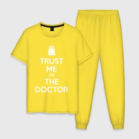 Мужская пижама хлопок с принтом Trust me Im the doctor в Екатеринбурге, 100% хлопок | брюки и футболка прямого кроя, без карманов, на брюках мягкая резинка на поясе и по низу штанин
 | doctor who | keep calm | для темных основtrust me | доктор кто