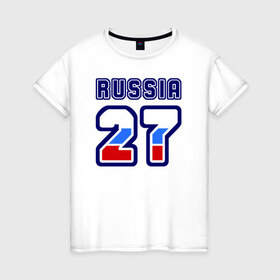 Женская футболка хлопок с принтом Russia - 27 (Хабаровский край) в Екатеринбурге, 100% хлопок | прямой крой, круглый вырез горловины, длина до линии бедер, слегка спущенное плечо | 