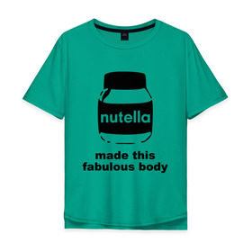Мужская футболка хлопок Oversize с принтом Nutella в Екатеринбурге, 100% хлопок | свободный крой, круглый ворот, “спинка” длиннее передней части | fabulous body | nutella | нутелла | тело