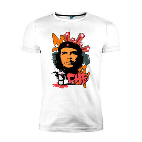 Мужская футболка премиум с принтом Эрнесто Че Гевара (граффити) в Екатеринбурге, 92% хлопок, 8% лайкра | приталенный силуэт, круглый вырез ворота, длина до линии бедра, короткий рукав | че гевара