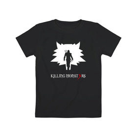 Детская футболка хлопок с принтом Killing monsters в Екатеринбурге, 100% хлопок | круглый вырез горловины, полуприлегающий силуэт, длина до линии бедер | killing monsters witcher 3 ведьмак