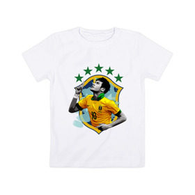 Детская футболка хлопок с принтом Neymar в Екатеринбурге, 100% хлопок | круглый вырез горловины, полуприлегающий силуэт, длина до линии бедер | Тематика изображения на принте: неймар