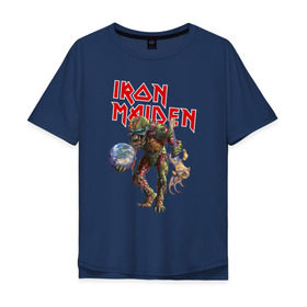 Мужская футболка хлопок Oversize с принтом Iron Maiden в Екатеринбурге, 100% хлопок | свободный крой, круглый ворот, “спинка” длиннее передней части | iron maiden | земля | инопланетяне | музыка | олдскул | рок