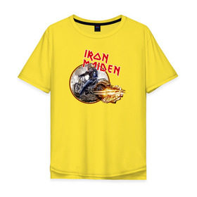 Мужская футболка хлопок Oversize с принтом Iron Maiden bike в Екатеринбурге, 100% хлопок | свободный крой, круглый ворот, “спинка” длиннее передней части | скелет