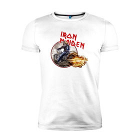 Мужская футболка премиум с принтом Iron Maiden bike в Екатеринбурге, 92% хлопок, 8% лайкра | приталенный силуэт, круглый вырез ворота, длина до линии бедра, короткий рукав | Тематика изображения на принте: скелет