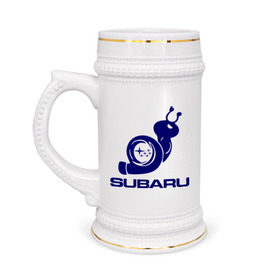 Кружка пивная с принтом Subaru в Екатеринбурге,  керамика (Материал выдерживает высокую температуру, стоит избегать резкого перепада температур) |  объем 630 мл | subaru | авто | субарик | субару | турбина | улитка