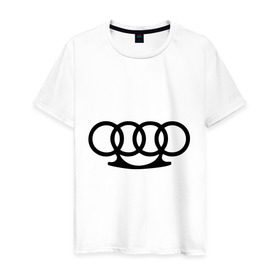 Мужская футболка хлопок с принтом Audi кастет в Екатеринбурге, 100% хлопок | прямой крой, круглый вырез горловины, длина до линии бедер, слегка спущенное плечо. | Тематика изображения на принте: audi | авто | ауди | кастет