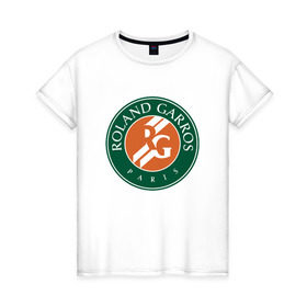 Женская футболка хлопок с принтом Roland Garros в Екатеринбурге, 100% хлопок | прямой крой, круглый вырез горловины, длина до линии бедер, слегка спущенное плечо | paristennis | roland garros