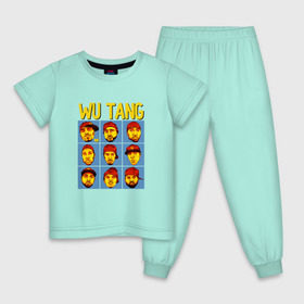 Детская пижама хлопок с принтом Wu tang clan в Екатеринбурге, 100% хлопок |  брюки и футболка прямого кроя, без карманов, на брюках мягкая резинка на поясе и по низу штанин
 | Тематика изображения на принте: clan | hip hop | rza | wu tang | wutang | ву танг | вутанг | рэп