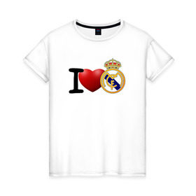 Женская футболка хлопок с принтом Love Real Madrid в Екатеринбурге, 100% хлопок | прямой крой, круглый вырез горловины, длина до линии бедер, слегка спущенное плечо | love | real madrid | реал мадрид | спорт | футбол