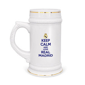 Кружка пивная с принтом Real Madrid в Екатеринбурге,  керамика (Материал выдерживает высокую температуру, стоит избегать резкого перепада температур) |  объем 630 мл | love | real madrid | реал мадрид | спорт | футбол