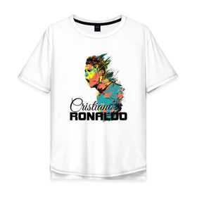 Мужская футболка хлопок Oversize с принтом Cristiano Ronaldo в Екатеринбурге, 100% хлопок | свободный крой, круглый ворот, “спинка” длиннее передней части | 