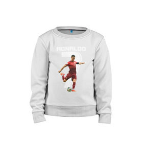Детский свитшот хлопок с принтом Ronaldo в Екатеринбурге, 100% хлопок | круглый вырез горловины, эластичные манжеты, пояс и воротник | Тематика изображения на принте: роналдо