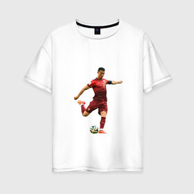 Женская футболка хлопок Oversize с принтом Ronaldo в Екатеринбурге, 100% хлопок | свободный крой, круглый ворот, спущенный рукав, длина до линии бедер
 | роналдо