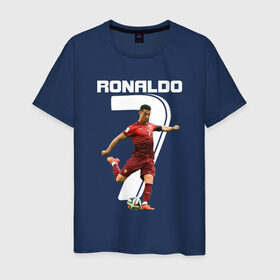 Мужская футболка хлопок с принтом Ronaldo в Екатеринбурге, 100% хлопок | прямой крой, круглый вырез горловины, длина до линии бедер, слегка спущенное плечо. | Тематика изображения на принте: роналдо