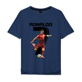 Мужская футболка хлопок Oversize с принтом Ronaldo в Екатеринбурге, 100% хлопок | свободный крой, круглый ворот, “спинка” длиннее передней части | роналдо