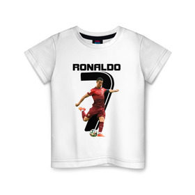 Детская футболка хлопок с принтом Ronaldo в Екатеринбурге, 100% хлопок | круглый вырез горловины, полуприлегающий силуэт, длина до линии бедер | роналдо