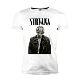 Мужская футболка премиум с принтом nirvana t-shirt в Екатеринбурге, 92% хлопок, 8% лайкра | приталенный силуэт, круглый вырез ворота, длина до линии бедра, короткий рукав | kurt cobain | nirvana | гранж | курт кобейн | нирвана