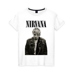 Женская футболка хлопок с принтом nirvana t-shirt в Екатеринбурге, 100% хлопок | прямой крой, круглый вырез горловины, длина до линии бедер, слегка спущенное плечо | kurt cobain | nirvana | гранж | курт кобейн | нирвана