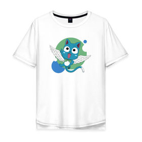 Мужская футболка хлопок Oversize с принтом FairyTail Happy в Екатеринбурге, 100% хлопок | свободный крой, круглый ворот, “спинка” длиннее передней части | fairytail | грей | натсу | фэйритэйл | хвост феи | эльза