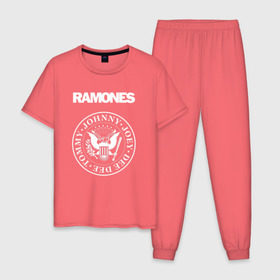 Мужская пижама хлопок с принтом Ramones в Екатеринбурге, 100% хлопок | брюки и футболка прямого кроя, без карманов, на брюках мягкая резинка на поясе и по низу штанин
 | joey ramone | punk | ramones | панк | рамонес