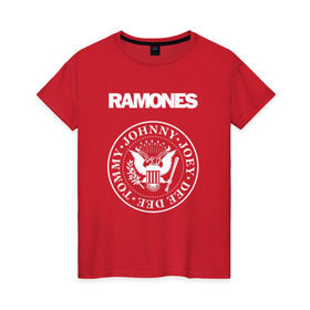Женская футболка хлопок с принтом Ramones в Екатеринбурге, 100% хлопок | прямой крой, круглый вырез горловины, длина до линии бедер, слегка спущенное плечо | Тематика изображения на принте: joey ramone | punk | ramones | панк | рамонес