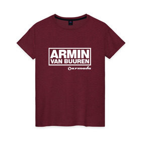 Женская футболка хлопок с принтом Armin van Buuren в Екатеринбурге, 100% хлопок | прямой крой, круглый вырез горловины, длина до линии бедер, слегка спущенное плечо | Тематика изображения на принте: armada | armin van buuren | trance | армин