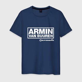 Мужская футболка хлопок с принтом Armin van Buuren в Екатеринбурге, 100% хлопок | прямой крой, круглый вырез горловины, длина до линии бедер, слегка спущенное плечо. | armada | armin van buuren | trance | армин