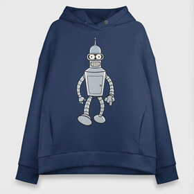 Женское худи Oversize хлопок с принтом BENDER (color) в Екатеринбурге, френч-терри — 70% хлопок, 30% полиэстер. Мягкий теплый начес внутри —100% хлопок | боковые карманы, эластичные манжеты и нижняя кромка, капюшон на магнитной кнопке | futurama | бендер | футурама