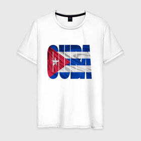 Мужская футболка хлопок с принтом Куба в Екатеринбурге, 100% хлопок | прямой крой, круглый вырез горловины, длина до линии бедер, слегка спущенное плечо. | куба | путешествие | туризм | флаг