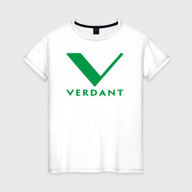 Женская футболка хлопок с принтом VERDANT в Екатеринбурге, 100% хлопок | прямой крой, круглый вырез горловины, длина до линии бедер, слегка спущенное плечо | green arrow | vetda | зеленая стрела | оливер