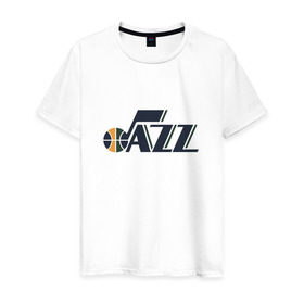 Мужская футболка хлопок с принтом NBA Utah Jazz в Екатеринбурге, 100% хлопок | прямой крой, круглый вырез горловины, длина до линии бедер, слегка спущенное плечо. | Тематика изображения на принте: jazz | nba | utah | баскетбол | джазз | нба | юта