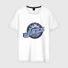 Мужская футболка хлопок с принтом NBA Utah Jazz в Екатеринбурге, 100% хлопок | прямой крой, круглый вырез горловины, длина до линии бедер, слегка спущенное плечо. | Тематика изображения на принте: jazz | nba | nba utah jazz basketballбаскетбол | utah | нба | спорт